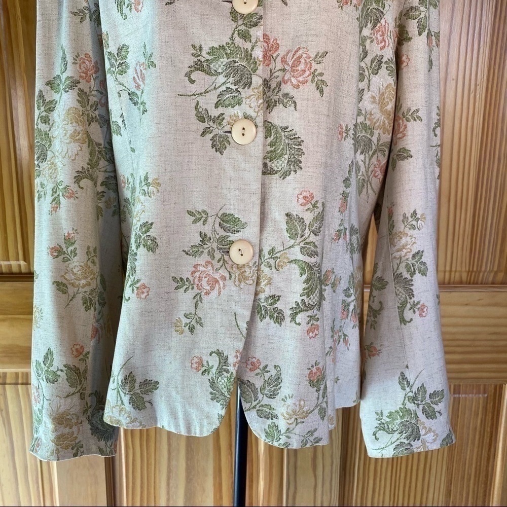 Vintage Paul Harris Lined Floral Linen Rayon Blazer Size Large - Picture 10 of 15